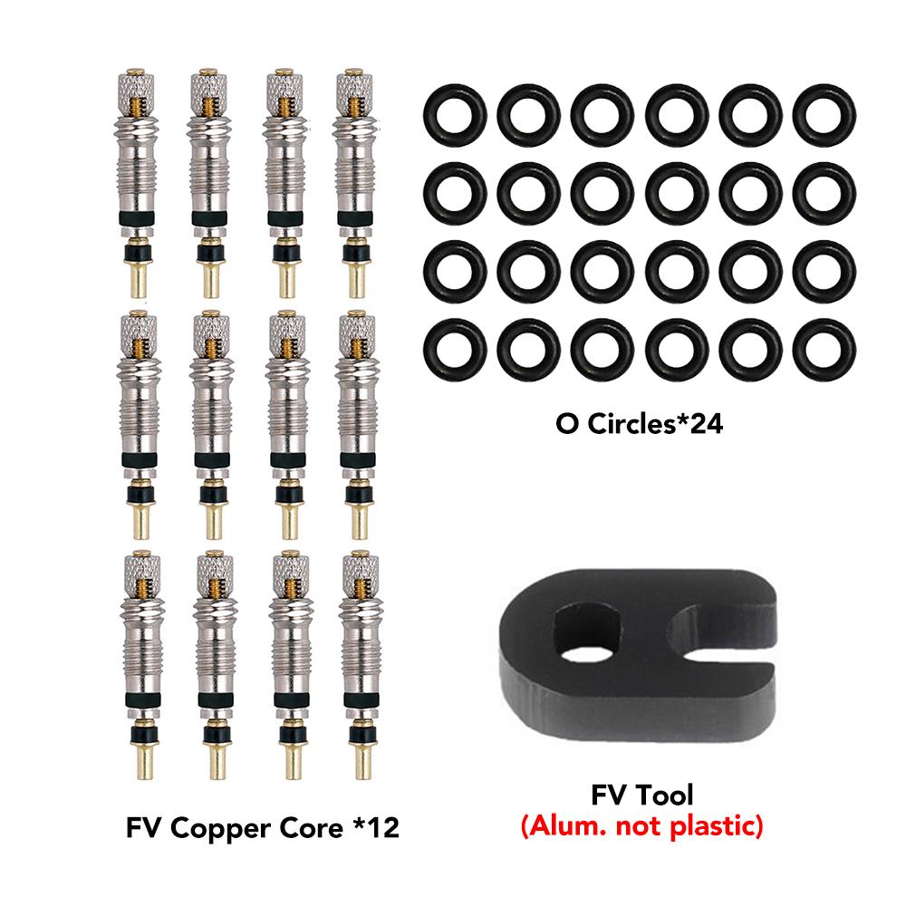 7-74PCS Presta Valve Core Brass FV Nozzle Replacement MTB Road Bike Tubeless Service Parts Alloy Remover Tool O-Ring Optional