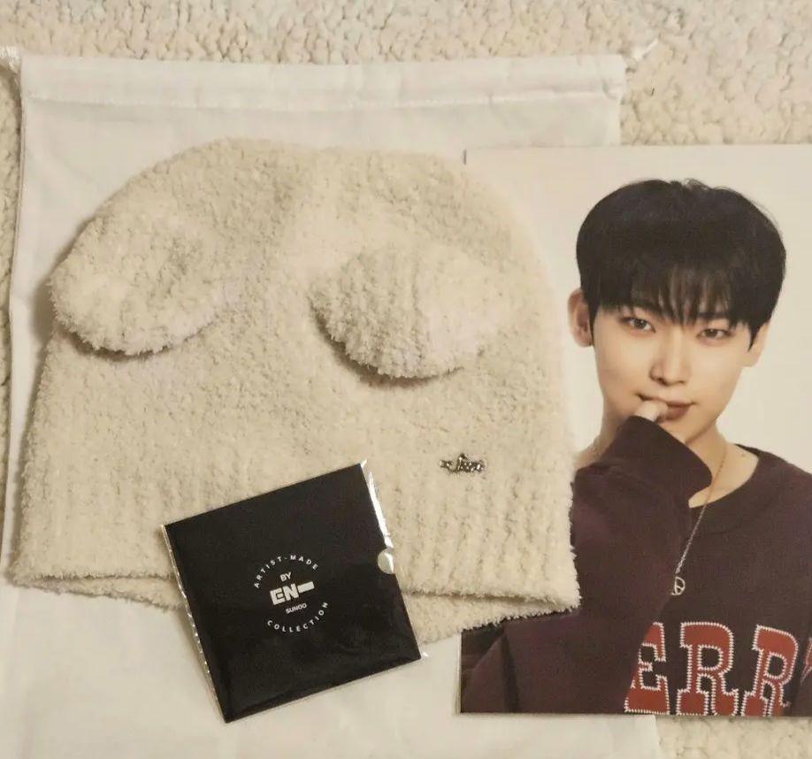 

[Б/У] Шапка-бини ENHYPEN, сделанная артистом Сону (белый)