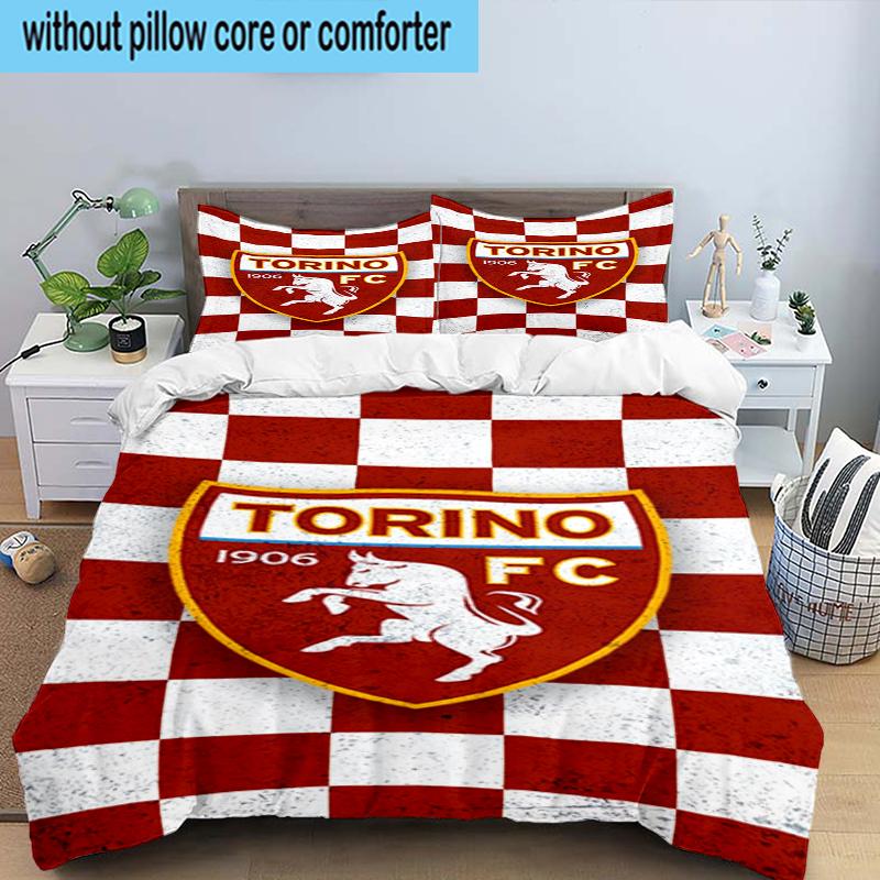 Torino Fc Crest Design Set Lenzuola 3 Pezzi Stampa 2D (Include 1 Copripiumino + 2 Federe Senza Imbottitura), Decorazione camera da letto, Regalo ventilatore