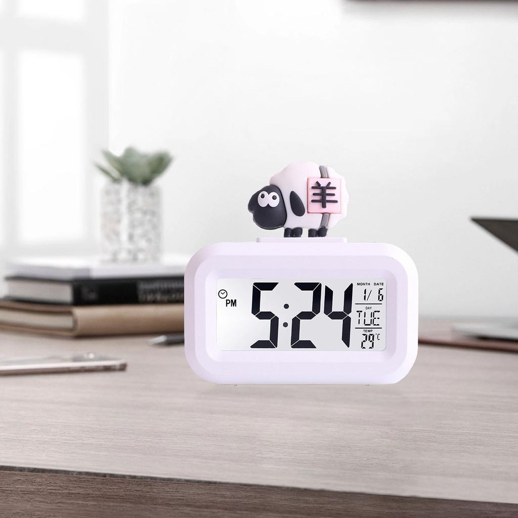 Electronic Clock Cute Cartoon LED Screen Desktop Electronic Alarm Data Time Calendar Temperature Clock