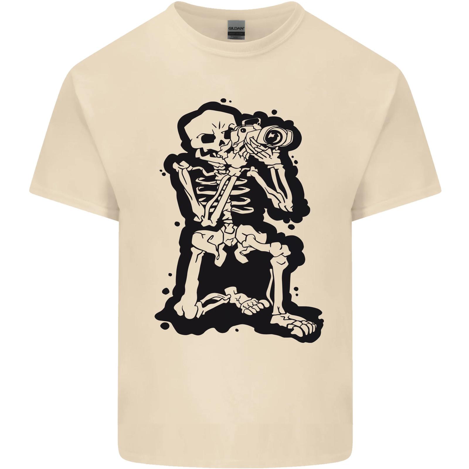 A Skeleton Photographer Photography Mens Cotton T-Shirt Tee Top XXL
