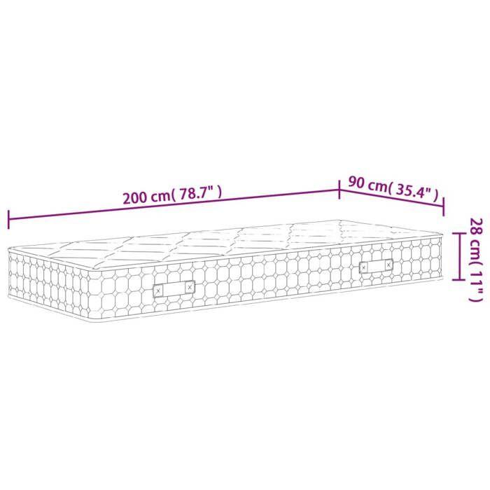 VidaXL Medium Pocket Spring Mattress, Hybrid Foam Mattress with Zipper, Single Bedroom Mattress 372875