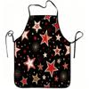 1pc Red and Golden Star Pattern Print Apron, Durable and Easy To Clean, Adjustable Waistband, Polyester Material, for Kitchen Cooking, Gardening, Orch