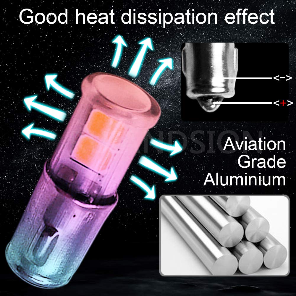 Ruiandsion 4pcs BA7S LED Bulbs DC 2835 4SMD Chipset LED Bulb Car Instrument Dashboard Warning Light Replacement, Warm White