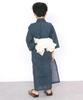 Yukata Shijira Cotton Set Heiko Size Stripe X Heiko Obi [KYOETSU] Set, Fabric, 3-Piece (Yukata, Obi, Geta), Boys' (120cm, (Indigo) (Natural))