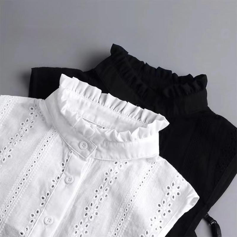 Kobiety koronkowy kołnierz Pure Color odpinany choker z klapą naszyjnik koszula fałszywy fałszywy kołnierz bluza bluza kamizelka akcesoria