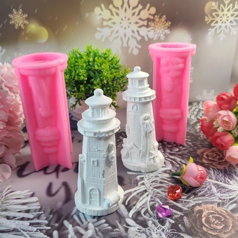 Lighthouse Sculpture Silicone Molds for Home Decoration, Epoxy Resin Molds Plaster Silicone Moldsfor Plaster Decoration X3UC