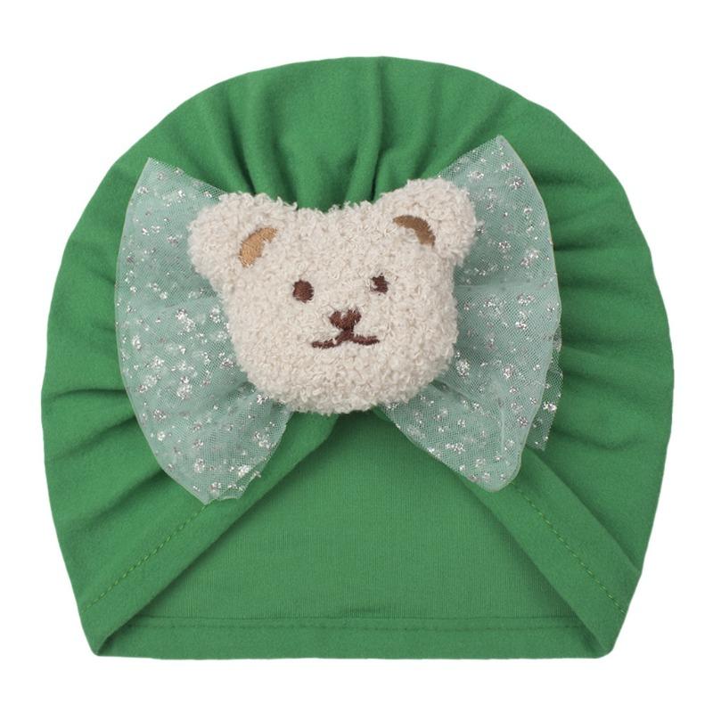 Spring boys and girls bear head hat, new bronzing bow cute pullover hat, baby tire hat