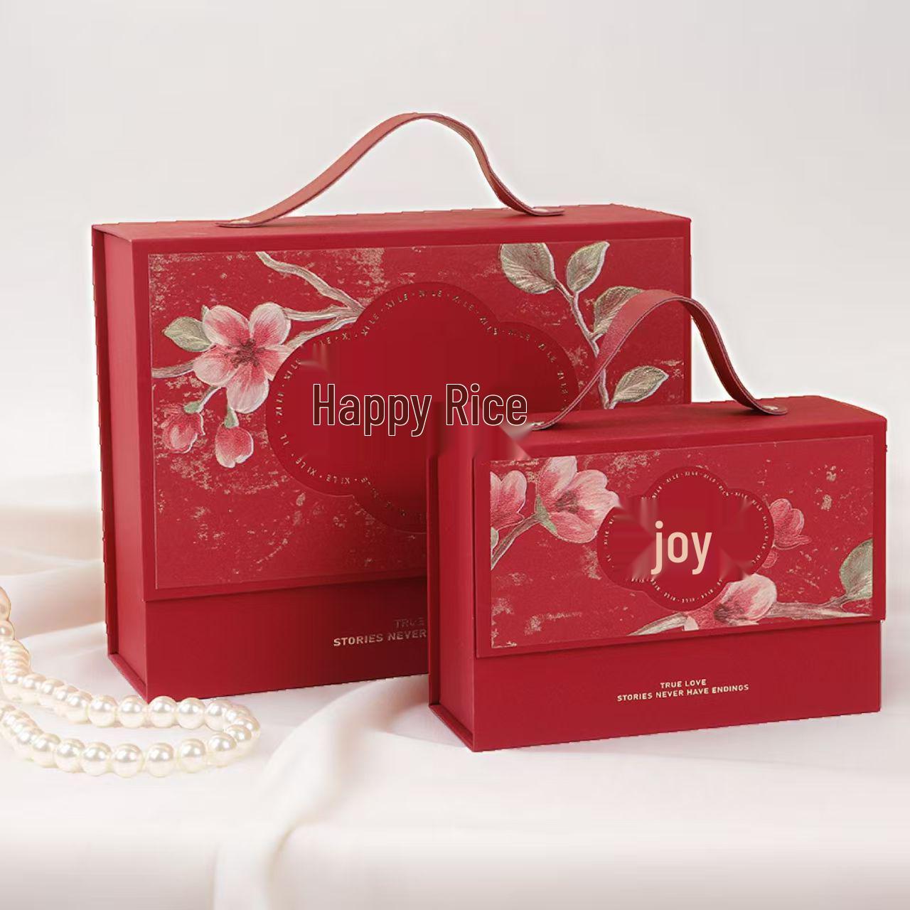 Joyful Hot Stamping Souvenir: Chinese Style Wedding & Birthday Handheld Flip-Top Candy Gift Box