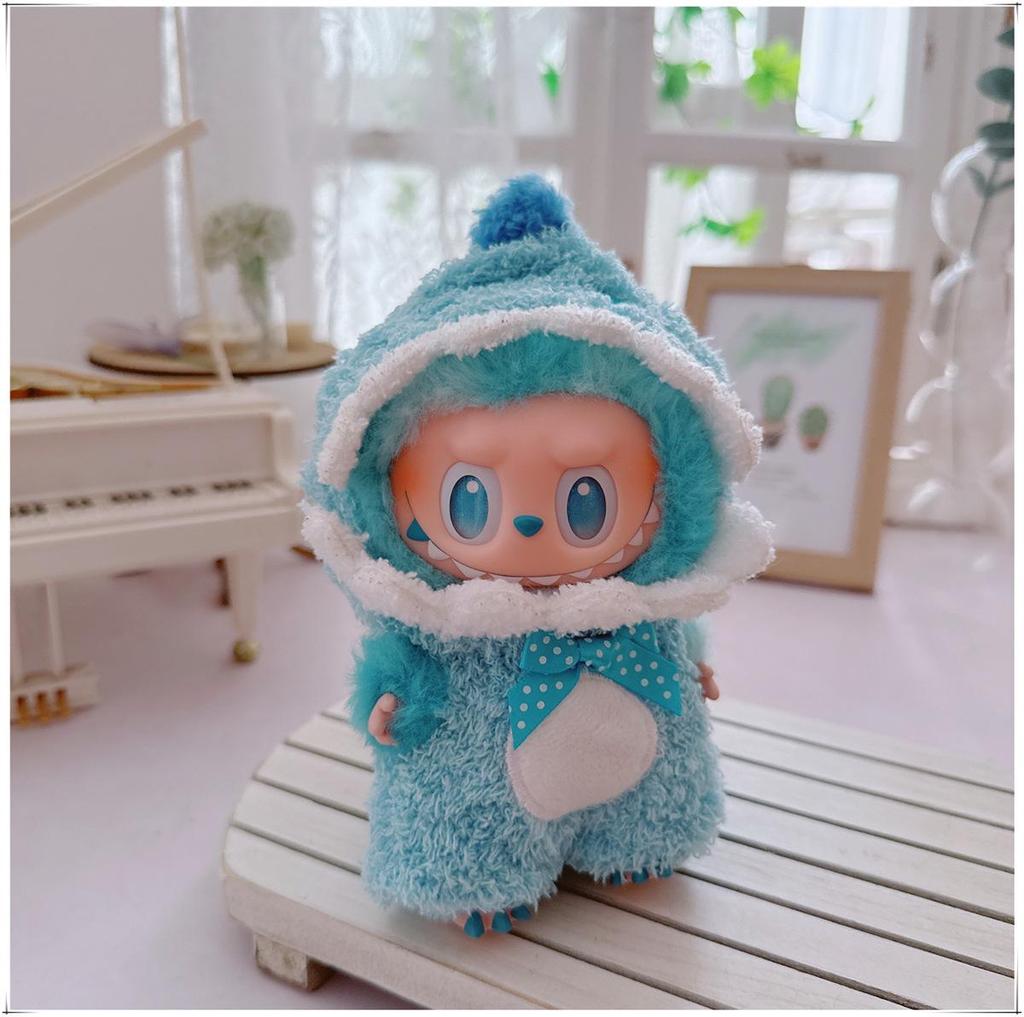 First, Second, and Third Generation Labubu Doll Clothes: 17cm Plush Onesie for 10cm Labubu Dolls, Cute Cartoon Design