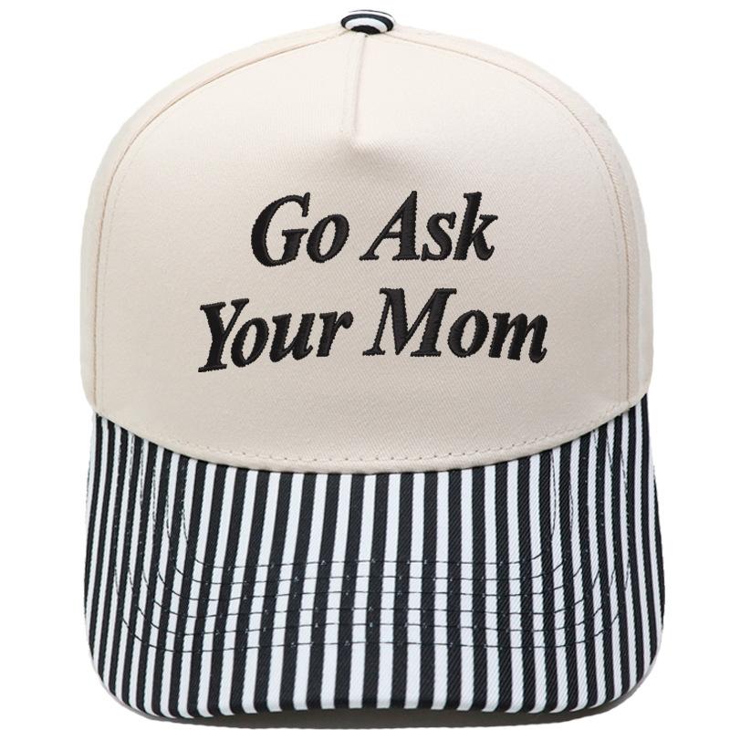 Go Ask Your Mom Embroidery Truck Driver Baseball Cap Color Matching Fun Men's and Women's Casual Sun Hats