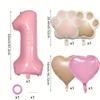 7PCS Animal Let's Pawty Dog Cat Paw Heart-shaped Aluminum Balloon 32inch Pink 1-9 Number Birthday Party Deco Balloon Baby Shower