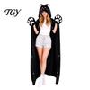 Versatile Pajama Cloak Halloween Wearable Blanket Hoodie, Cozy Hooded Highland Cow Cape, Soft Plush Sloth Black Cat for Women Home Loungewear