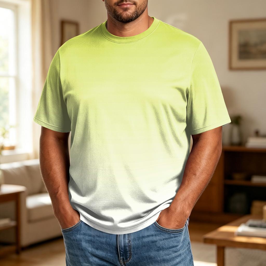 Men's Big Size Comfortable Breathable Casual Loose Fit T Shirt Top Soft Fabric Short Sleeve Crew Neck Tee for Everyday Wear