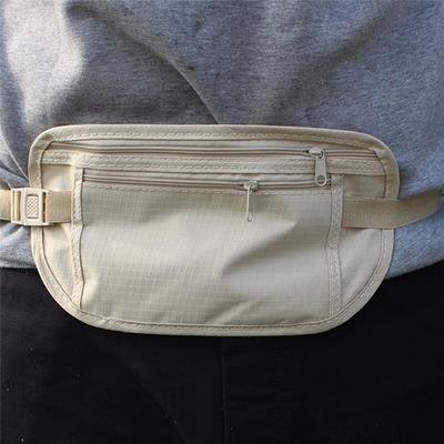 Unisex Seyahat Bel Çantası Pasaport Para Kemer Çantası Gizli Güvenlik Cüzdanı Siyah Fermuarlı Bel Güvenlik Çantası