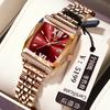 Zwitsers merk vierkant dameshorloge bezet met diamanten waterdicht mode casual horloge