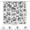 Luxurious Crown Print Shower Curtain Royal Decor For Bathroom White Black Vintage Design Size 180X230Cm (70 X 90) Easy Installat
