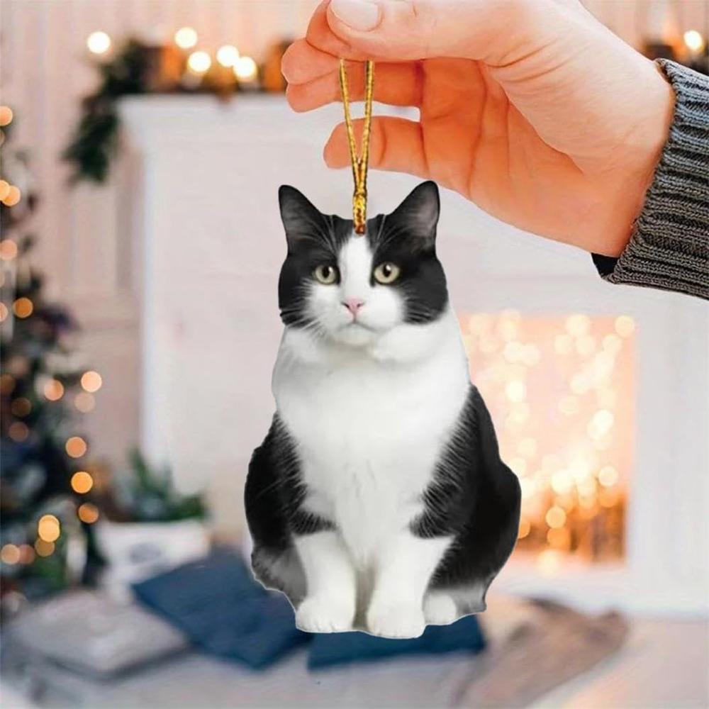 Creative 2d Acrylic Keychain Cute Driving Cat Pendant Home Tree Window Hanging Decor Gift Pet Lover Car Backpack Animal Ornamen