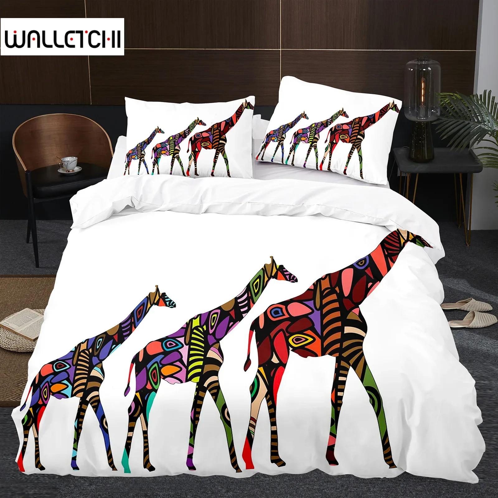 

Комплект постельного белья с жирафом, комплект постельного белья в стиле ретро с изображением животных, мягкий и удобный пододеяльник размера King Size 135x200cm 2pcs