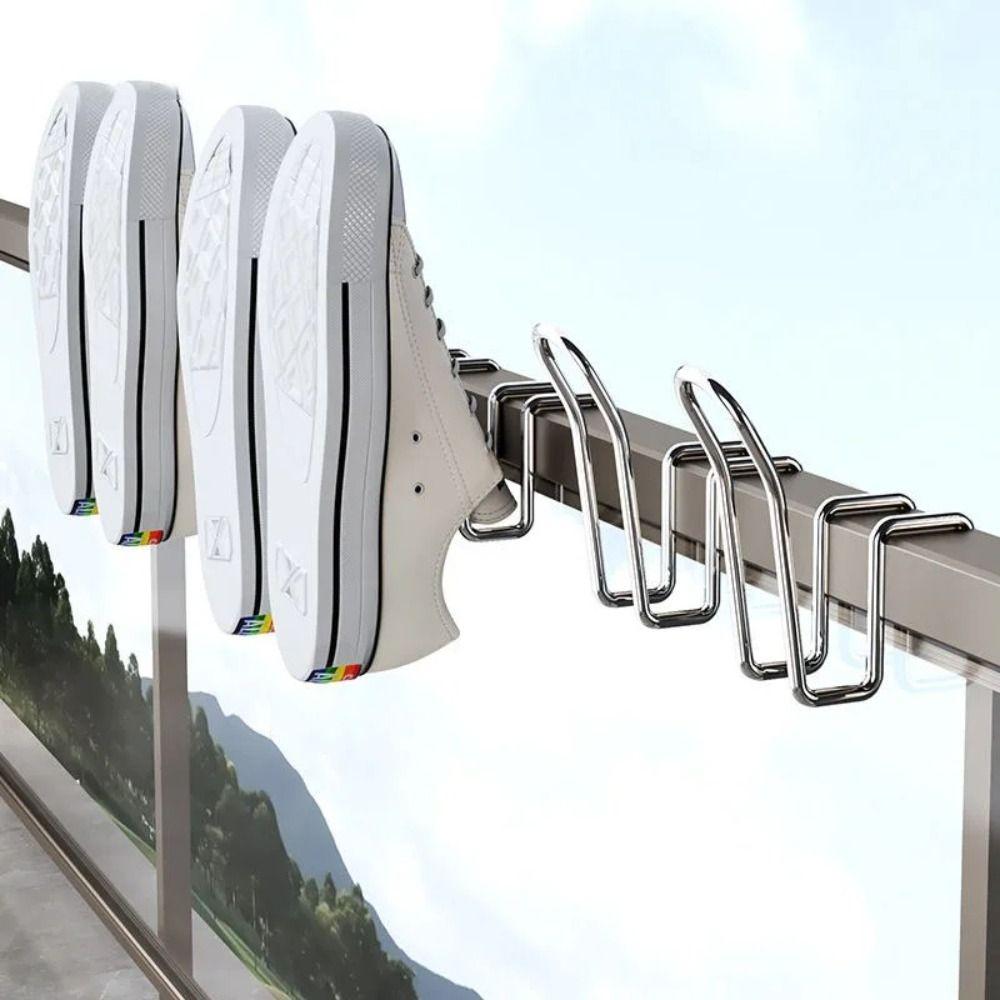 5pcs/set Reusable Shoe Drying Rack Slippers Hanging Shelf  Outdoor Balcony Drying Shoe Tool