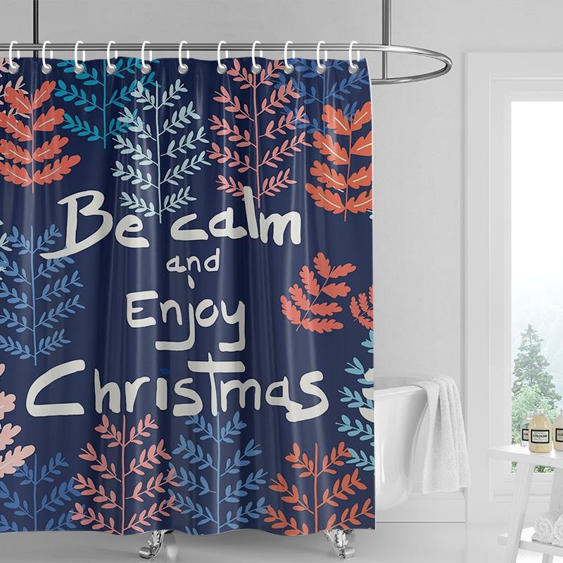 Home Decoration Shower Curtains for Bathroom Waterproof Curtain Fabric Modern Nordic Style Living Room Merry Christmas Winter