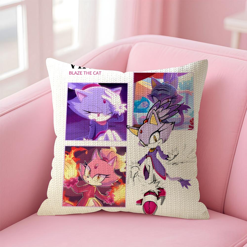Classic Game Anime SSonic Cushion Cover Natural Linen Pillow Case DoubleSided Print Decorative Sofa Pillowcase Home Decor Gift