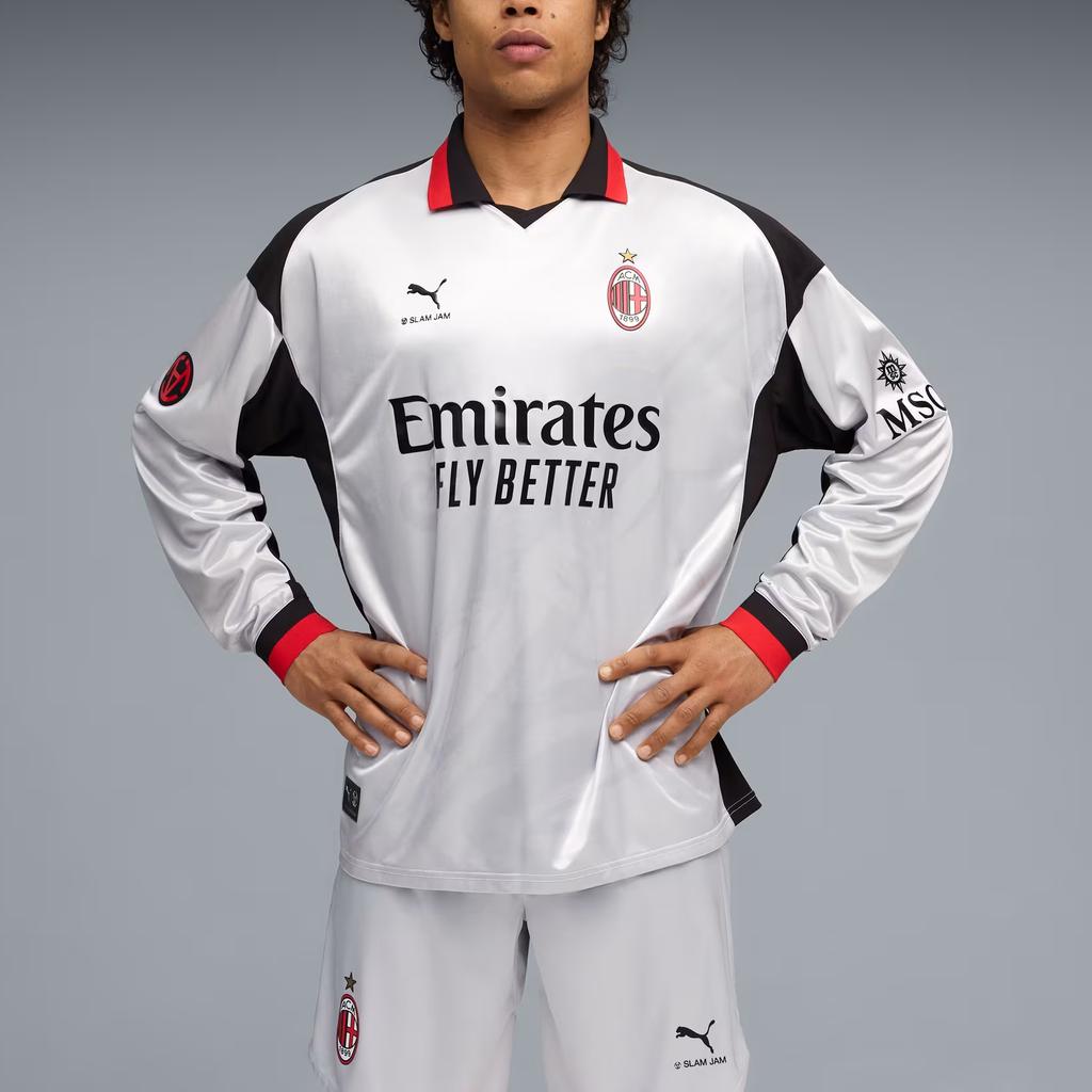 Puma X AC Milan X Slam Jam Color Block V-Neck Pullover Long Sleeve Football Shirt Men Tops 787636-01