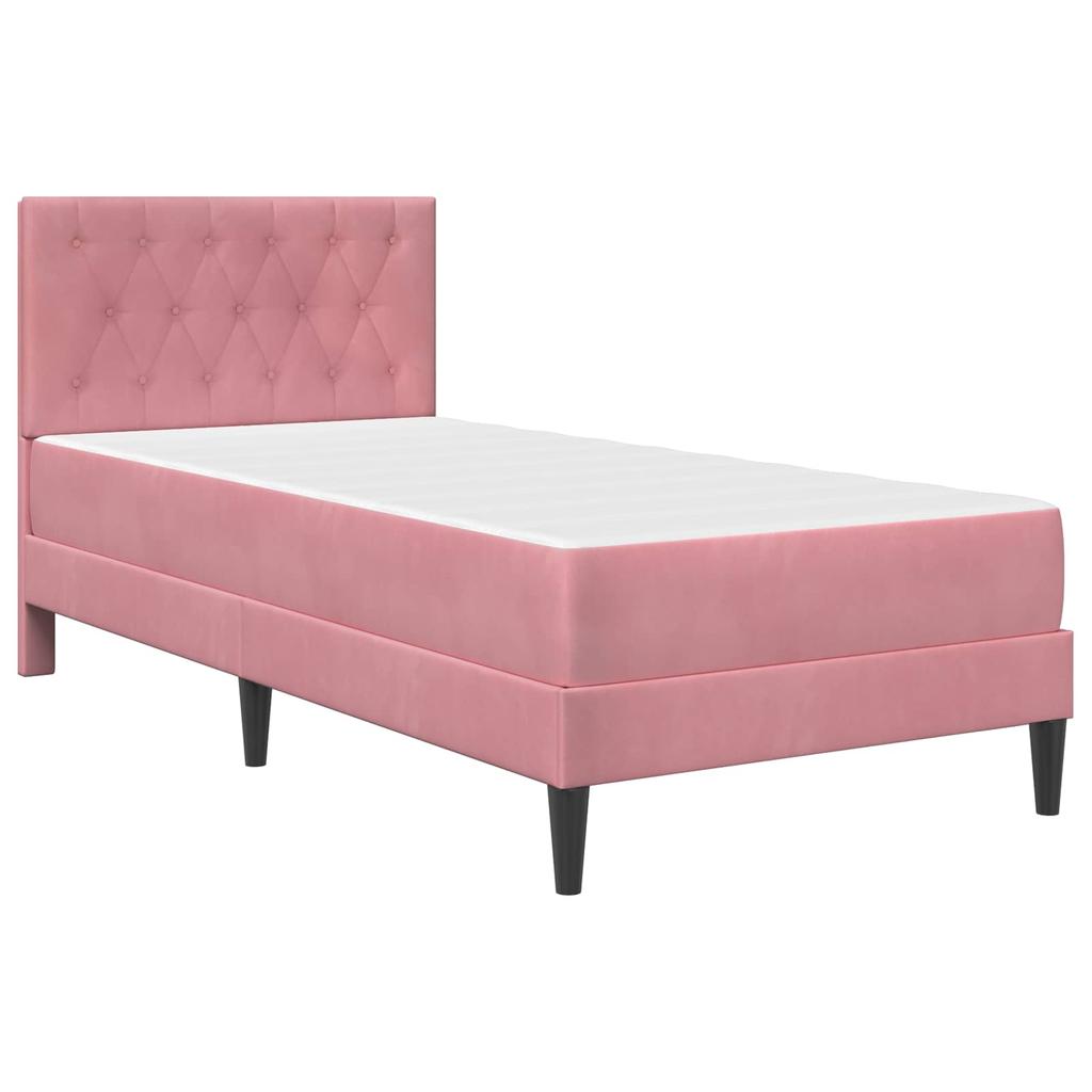 Bed Frame with Mattress and Headboard Pink 80 x 200 cm Velvet