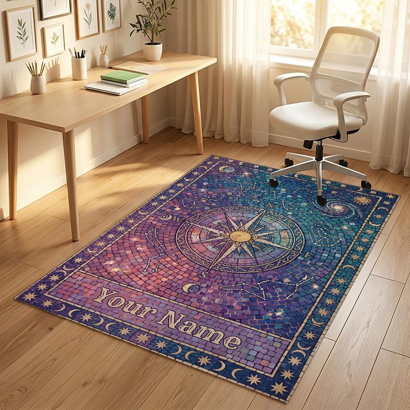 Cosmic Cat Dreamscape Theme Soft Crystal Velvet Rug Custom Name & Text Print Non Slip Floor Rug for Bedroom Living Room