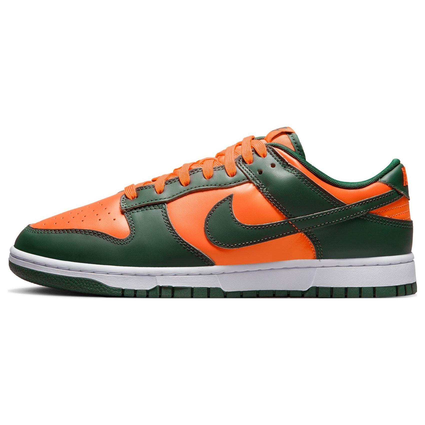 Nike Dunk Low Retro Miami Hurricanes Men Low Top Skate Shoes Orange Green DD1391-300 EU 43