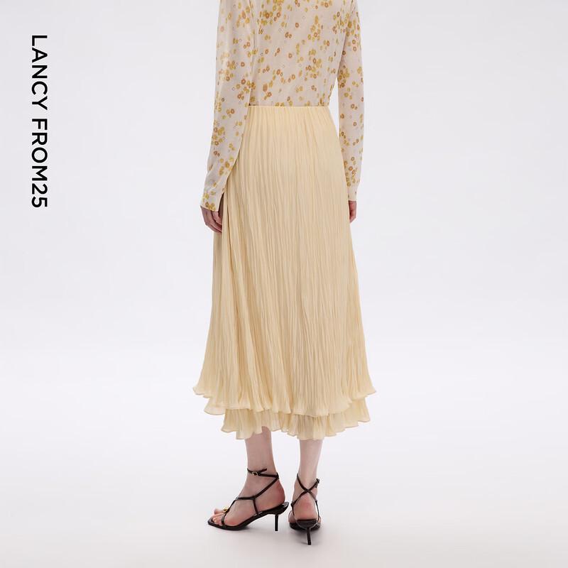 Langzi Retro Double-Layer A-Line High-Waist Long Skirt