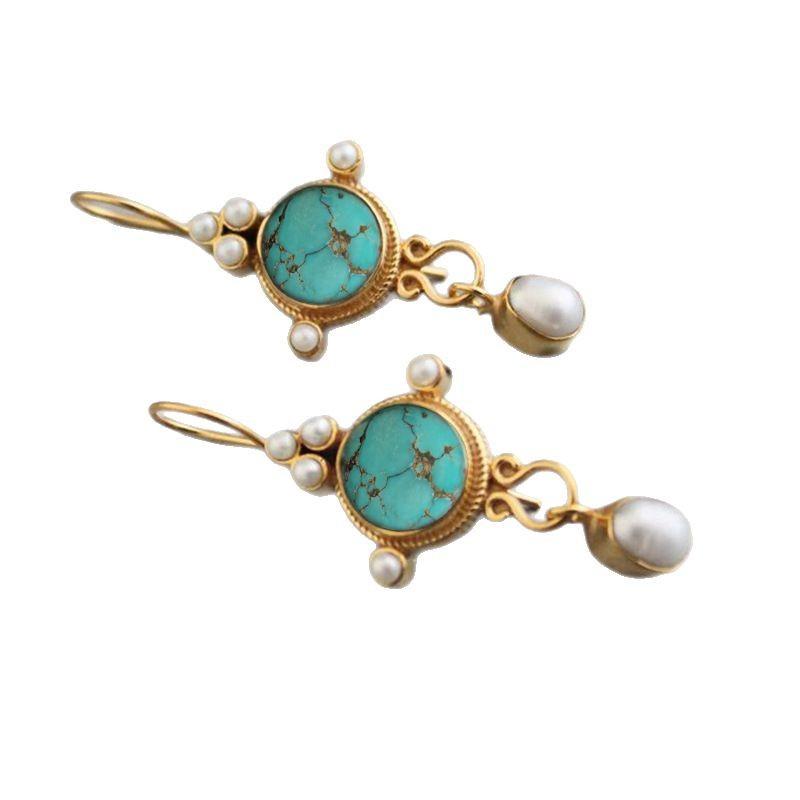 Богемные бирюзовые серьги винтажные серьги A