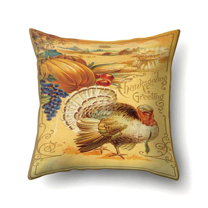 Thanksgiving Pillowcase Blessing Maple Leaf Pumpkin Sofa Cushion Cover Office Home Living Room Pillowcase