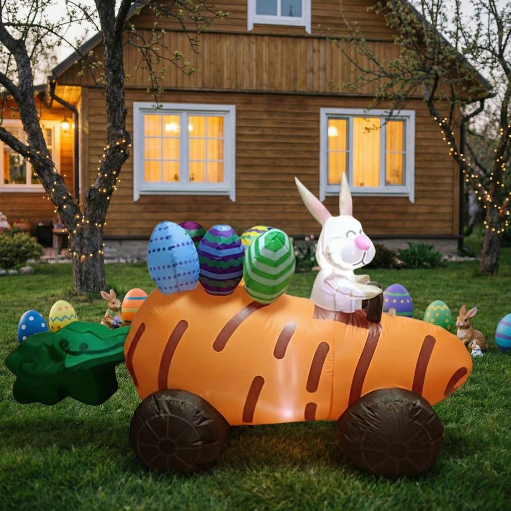 Ostern aufblasbare Karotte Auto Ei LED Leuchtende Dekorationen für Gartenpartys