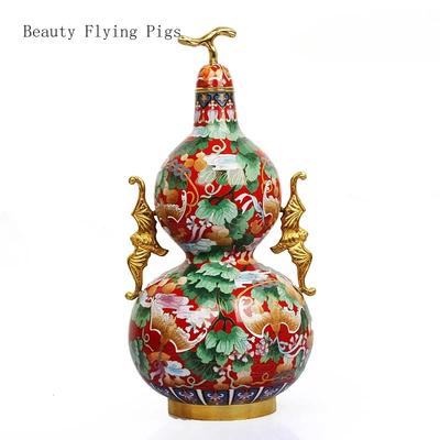 1 Stück Cloisonné-Kupferkürbis-Vase Chinesische Wohnkultur Wohnzimmerdekoration Einweihungsgeschenk Geburtstagsfeier-Geschenk