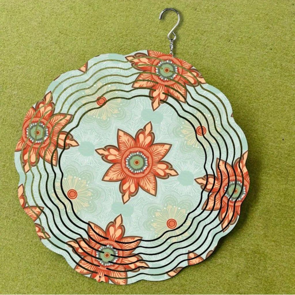 10 Zoll Hängendes Windspiel Böhmischer Stil Blumenmuster Retro-Design 360 Drehbarer Haken für Balkon Hof Frühling Sommer Herbst Dekoration