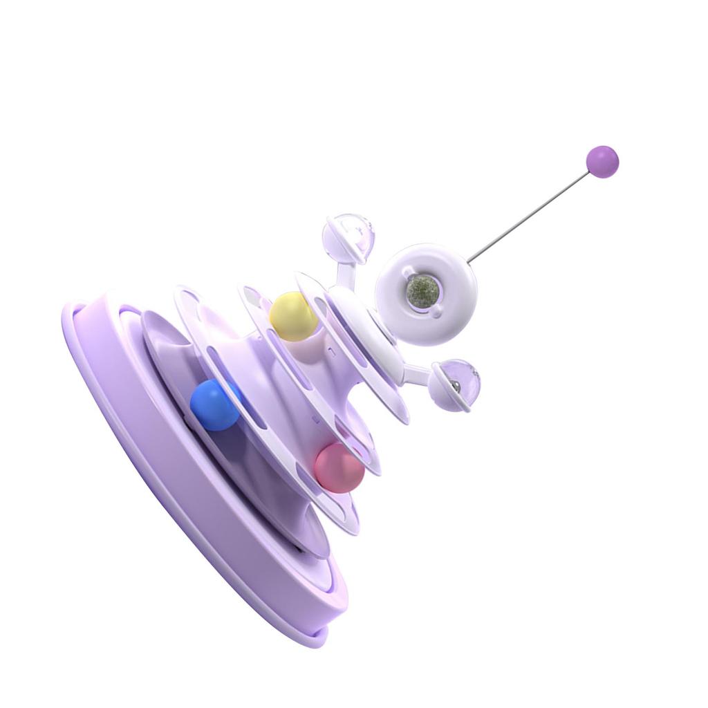 Interactive Cat Toy 3 Ball Tracks Safe Durable Anti Slip Easy Assembly Rotating Kitten Toy for