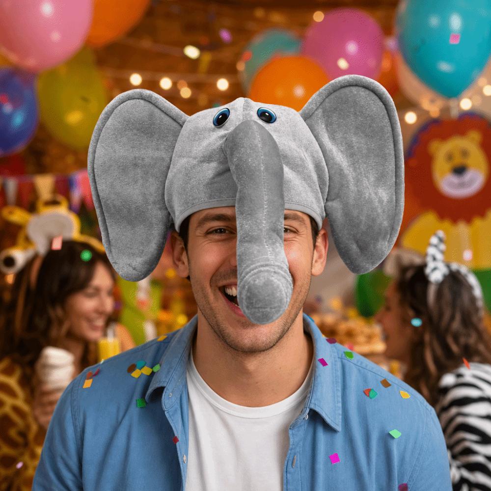 Cute Plush Animal Hat Cartoon Elephant Head Cover Party Supplies Halloween Headgear Photo Props