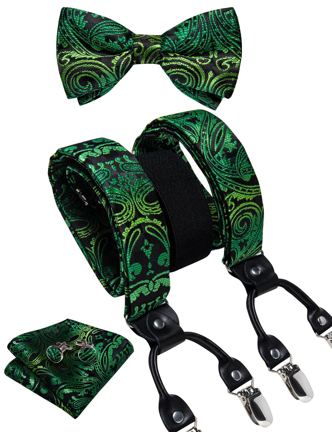 

Мужские шелковые подтяжки с узором пейсли, зажимы, сверхмощный эластичный ремень для брюк с галстуком-бабочкой на подтяжках