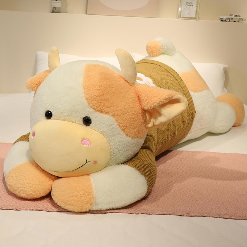 Sweater Lying Cow Throw Pillow Plush Toy Doll Big Cow Doll Girl Sleeping Soothing Doll