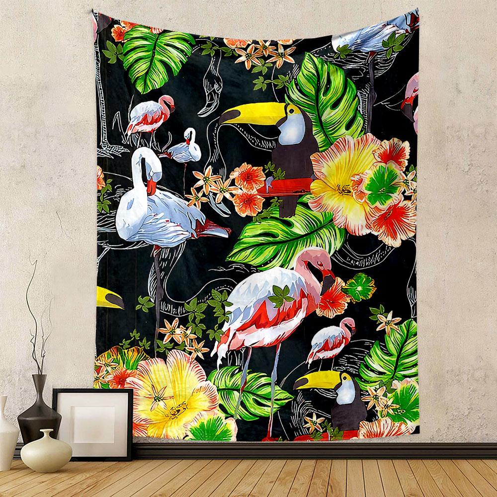 "Tropical Birds and Flowers Pattern" Patterned Tapestry Home Decor, Suitable for Bedroom and Living Room, Gift