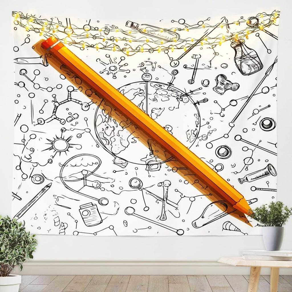 School Supplies Tapestries Drawing Board Paintbrush Wall Hangings Art,Students School Study Tapestry Fine Arts.Themed Wall Art
