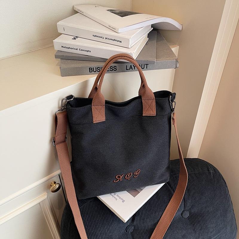 Canvas Bag Women's New Hand Bag Light Shoulder Messenger Bag Large Capacity Retro Tote Bag