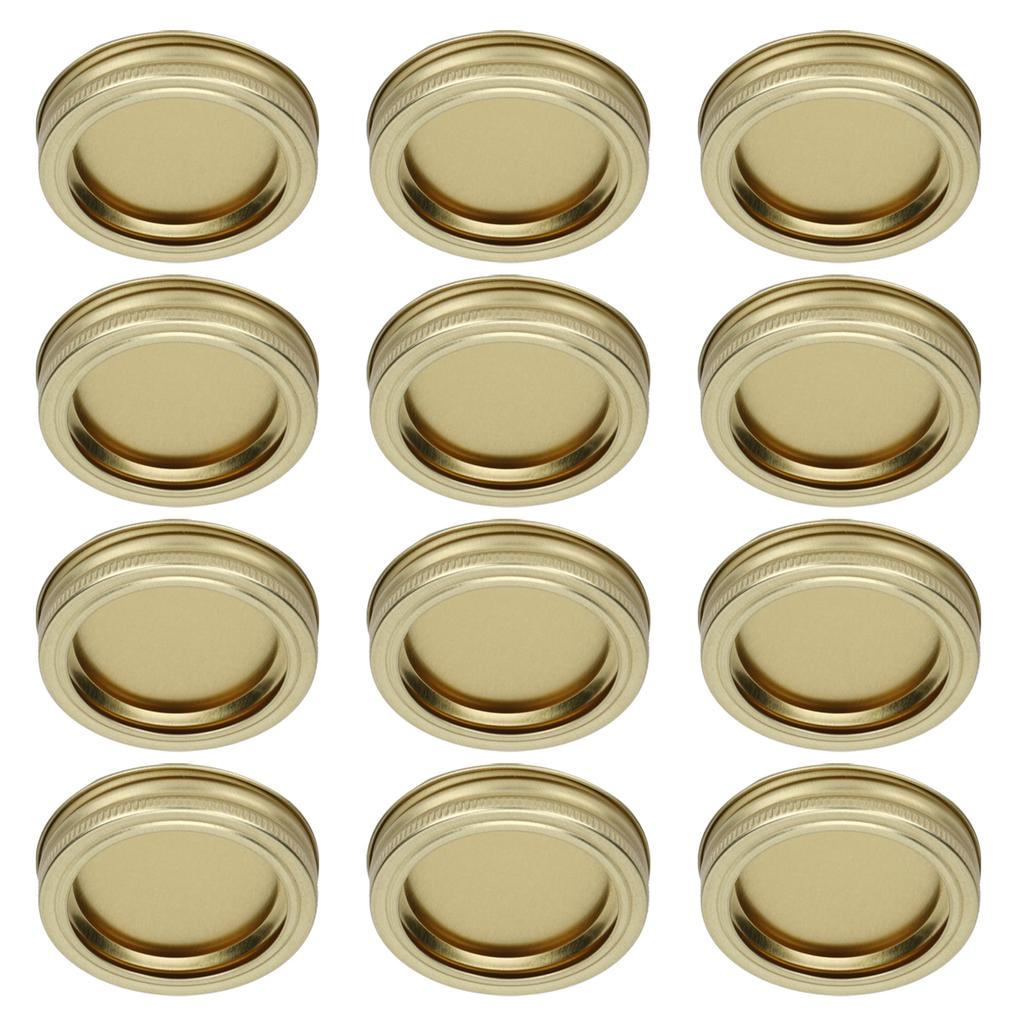 12 Stück 70mm Runde Regular Mouth Split-Type Einmachglasdeckel Behälter Abdichtungsdeckel für Gewürze Honig Einkochen(XH00176 Gold )