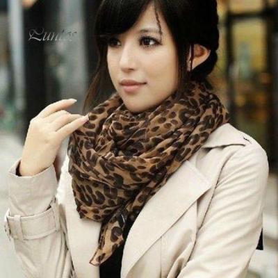 Women Leopard Shawl Scarf Wrap Lady Chiffon Wrap Stole