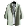 [FUZHIHUA] Shirt Men's 3/4 Sleeve Plain Color Soft Comfortable Light Simple Casual Spring Summer Autumn Cool Shirt Sweat Absorbent and Quick Drying