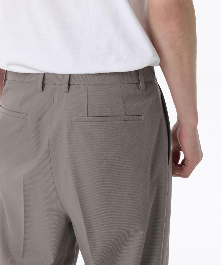 MUSINSA STANDARD Whipcord One-Pleat Wide Hidden Elastic Waist Slacks [Grayish Beige]