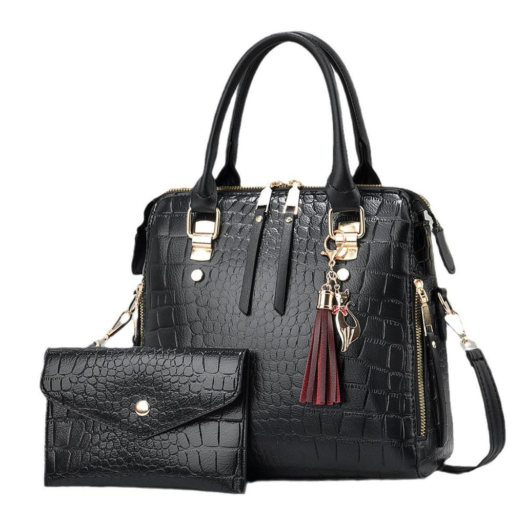 2024 Women's Crocodile Pattern Mother-and-Child Handbag Set: Large-Capacity, Fashionable One-Shoulder Crossbody Bag