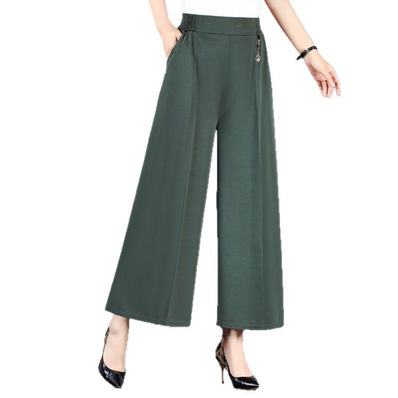 Women's High-Waist Loose Wide-Leg Summer Culottes for Middle-Aged and Elderly