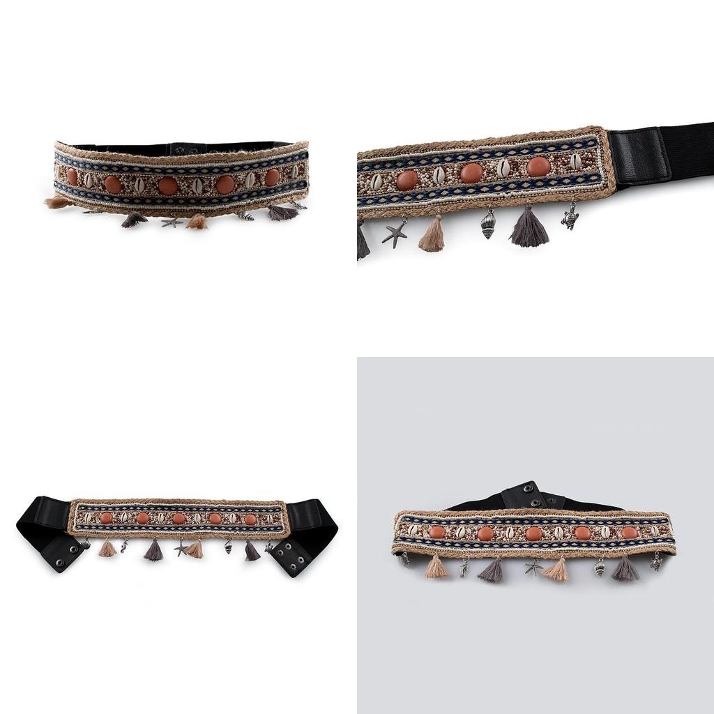 Summer Womens Belt With Faux Leather Material And Embroidery Design